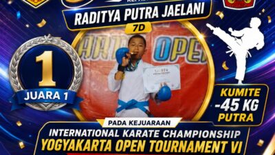 Raditya Putra Jaelani Raih Juara 1 Kejuaraan Karate Internasional Yogyakarta Open Tournament VI 2026    